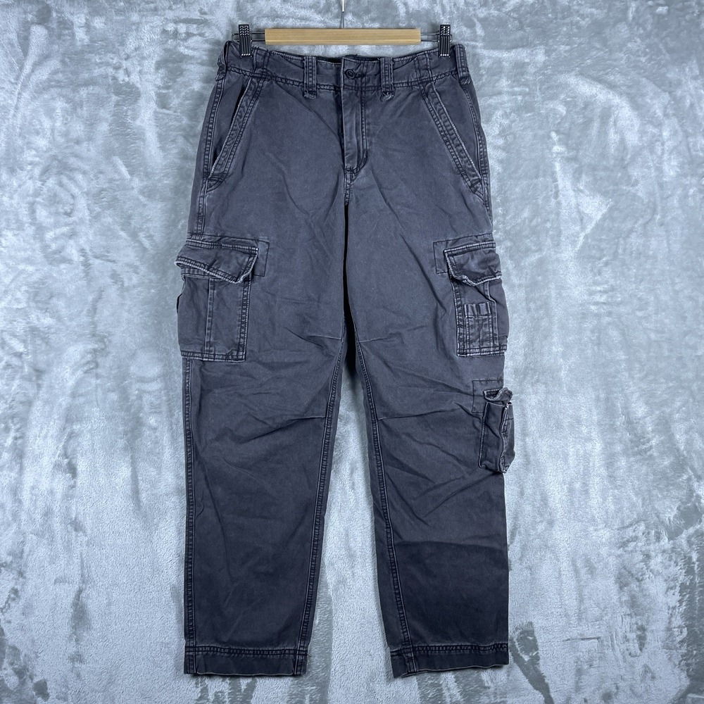Y2K Abercrombie & Fitch Cargo Military Pants Mens 28x30 Fatigue Paratrooper Gray